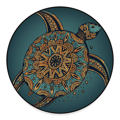 Tribal Sea Turtle Print Round Floor Mat