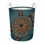 Tribal Sea Turtle Print Round Laundry Basket