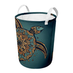 Tribal Sea Turtle Print Round Laundry Basket