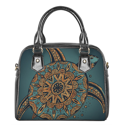 Tribal Sea Turtle Print Shoulder Handbag