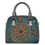 Tribal Sea Turtle Print Shoulder Handbag