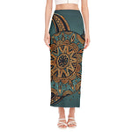 Tribal Sea Turtle Print Side Slit Maxi Skirt