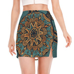 Tribal Sea Turtle Print Side Slit Mini Skirt