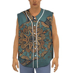 Tribal Sea Turtle Print Sleeveless Baseball Jersey