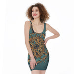 Tribal Sea Turtle Print Sleeveless Bodycon Dress