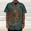 Tribal Sea Turtle Print Textured Short Sleeve Shirt