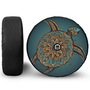 Tribal Sea Turtle Print Tire Cover With Camera Hole