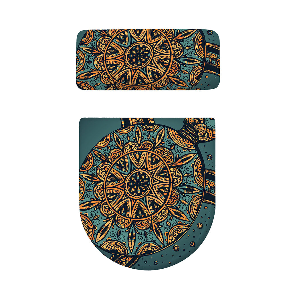 Tribal Sea Turtle Print Toilet Lid And Tank Cover Set