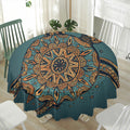Tribal Sea Turtle Print Waterproof Round Tablecloth