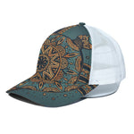 Tribal Sea Turtle Print White Mesh Trucker Cap