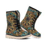 Tribal Sea Turtle Print Winter Boots