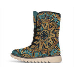 Tribal Sea Turtle Print Winter Boots