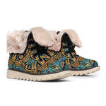 Tribal Sea Turtle Print Winter Boots