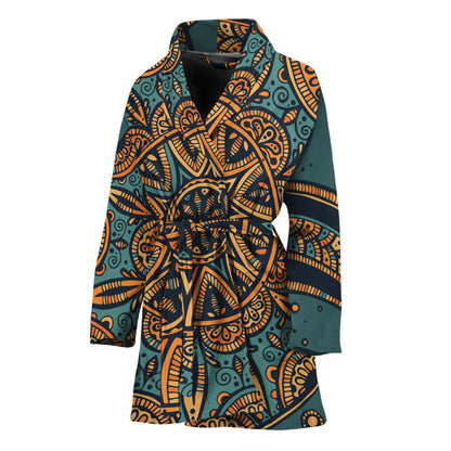 Tribal Sea Turtle Print Women's Bathrobe