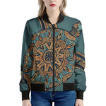Tribal Sea Turtle Print Women's Bomber Jacket