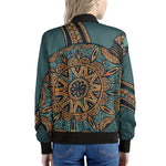 Tribal Sea Turtle Print Women's Bomber Jacket