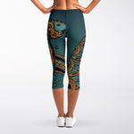 Tribal Sea Turtle Print Women's Capri Leggings