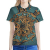 Tribal Sea Turtle Print Women's Polo Shirt