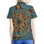 Tribal Sea Turtle Print Women's Polo Shirt