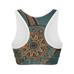 Tribal Sea Turtle Print Women's Sports Bra