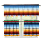 Tribal Serape Blanket Pattern Print 3 Piece Kitchen Curtains