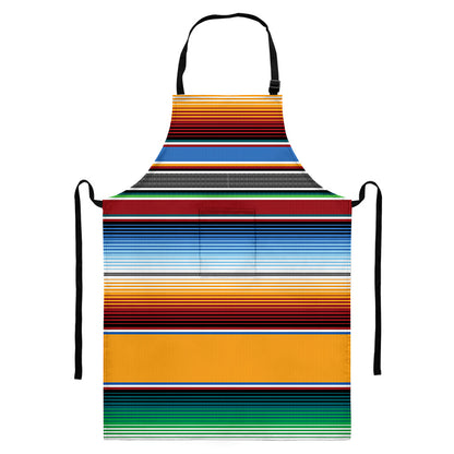 Tribal Serape Blanket Pattern Print Bib Apron With Pocket