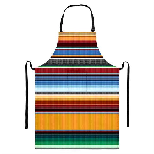 Tribal Serape Blanket Pattern Print Bib Apron With Pocket