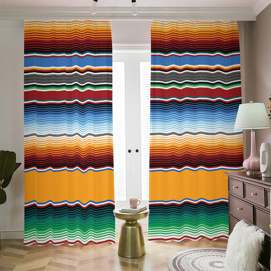 Tribal Serape Blanket Pattern Print Blackout Pencil Pleat Curtains