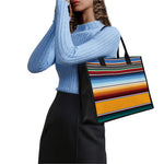 Tribal Serape Blanket Pattern Print Canvas Tote Bag