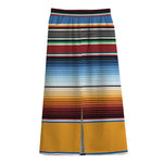 Tribal Serape Blanket Pattern Print Cotton Front Slit Maxi Skirt