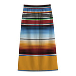 Tribal Serape Blanket Pattern Print Cotton Front Slit Maxi Skirt