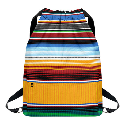 Tribal Serape Blanket Pattern Print Drawstring Backpack