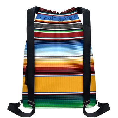 Tribal Serape Blanket Pattern Print Drawstring Backpack