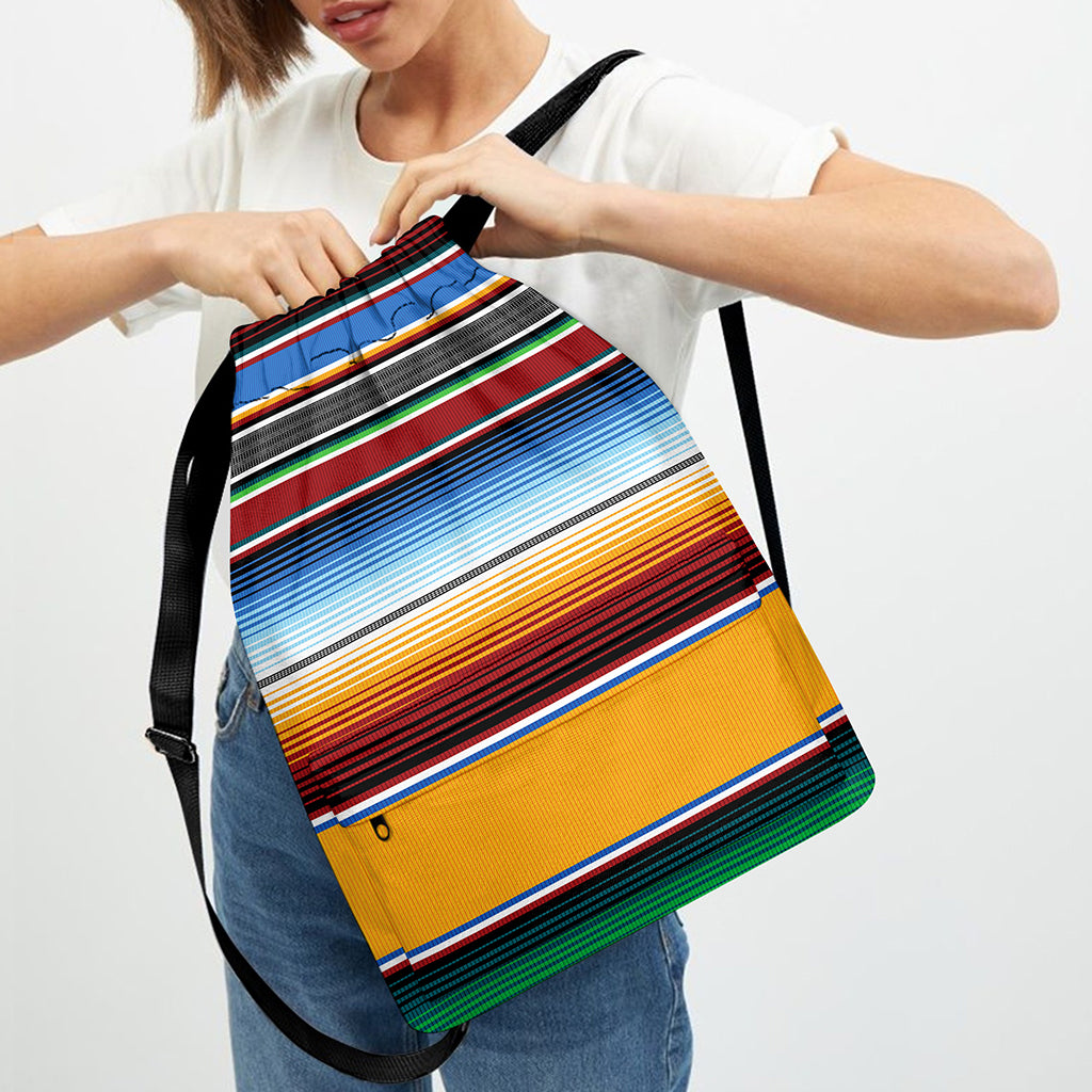 Tribal Serape Blanket Pattern Print Drawstring Backpack