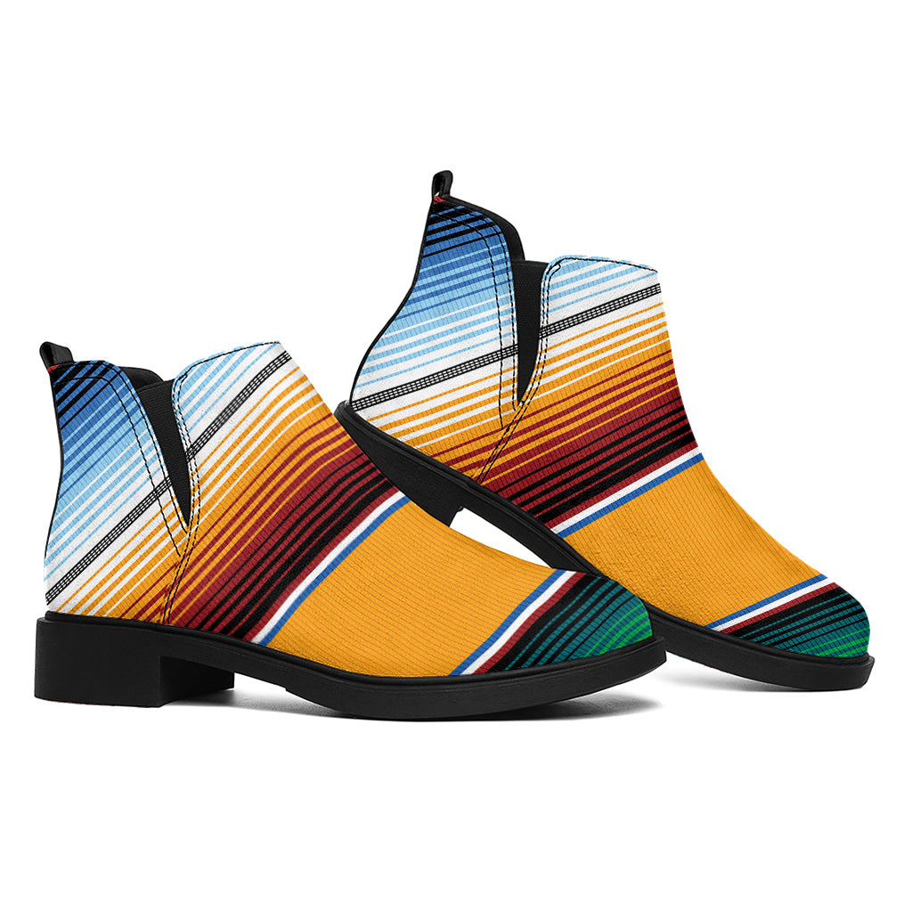 Tribal Serape Blanket Pattern Print Flat Ankle Boots