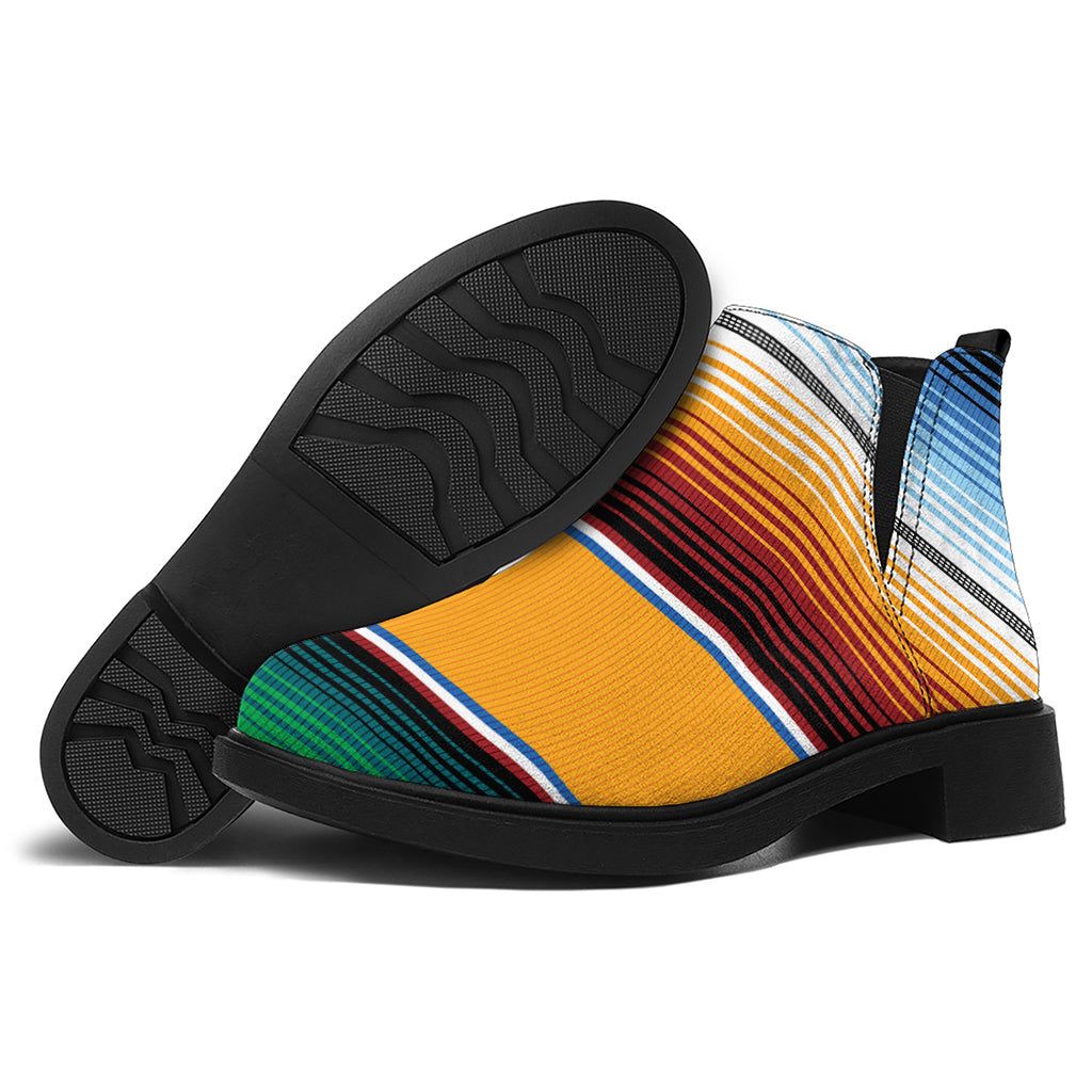 Tribal Serape Blanket Pattern Print Flat Ankle Boots