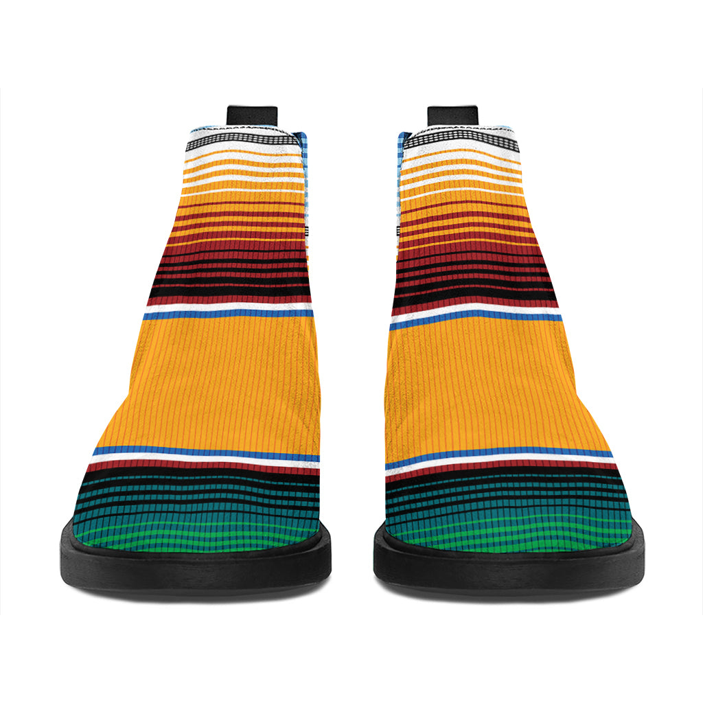 Tribal Serape Blanket Pattern Print Flat Ankle Boots