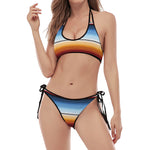 Tribal Serape Blanket Pattern Print Halter Scoop Tie Side Bikini