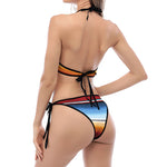 Tribal Serape Blanket Pattern Print Halter Scoop Tie Side Bikini