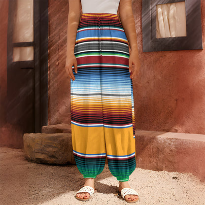 Tribal Serape Blanket Pattern Print Harem Pants