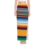 Tribal Serape Blanket Pattern Print High Slit Maxi Skirt