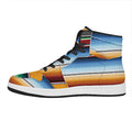 Tribal Serape Blanket Pattern Print High Top Leather Sneakers