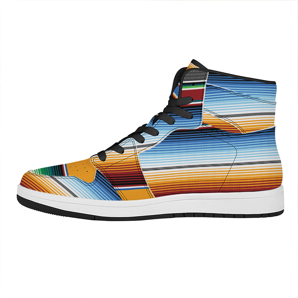 Tribal Serape Blanket Pattern Print High Top Leather Sneakers