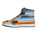 Tribal Serape Blanket Pattern Print High Top Leather Sneakers