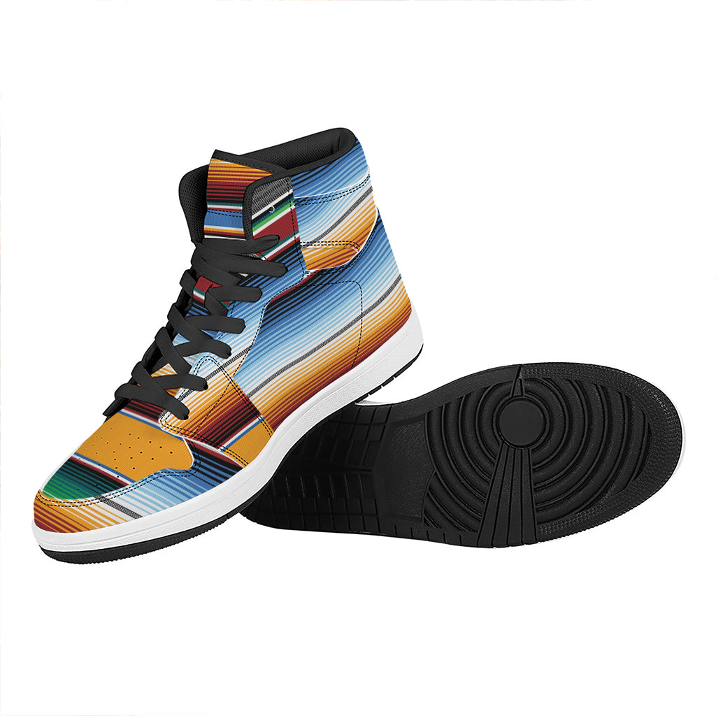 Tribal Serape Blanket Pattern Print High Top Leather Sneakers