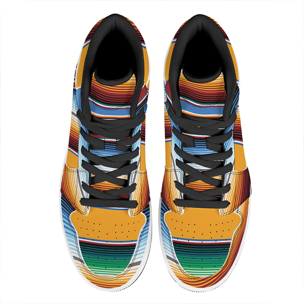 Tribal Serape Blanket Pattern Print High Top Leather Sneakers