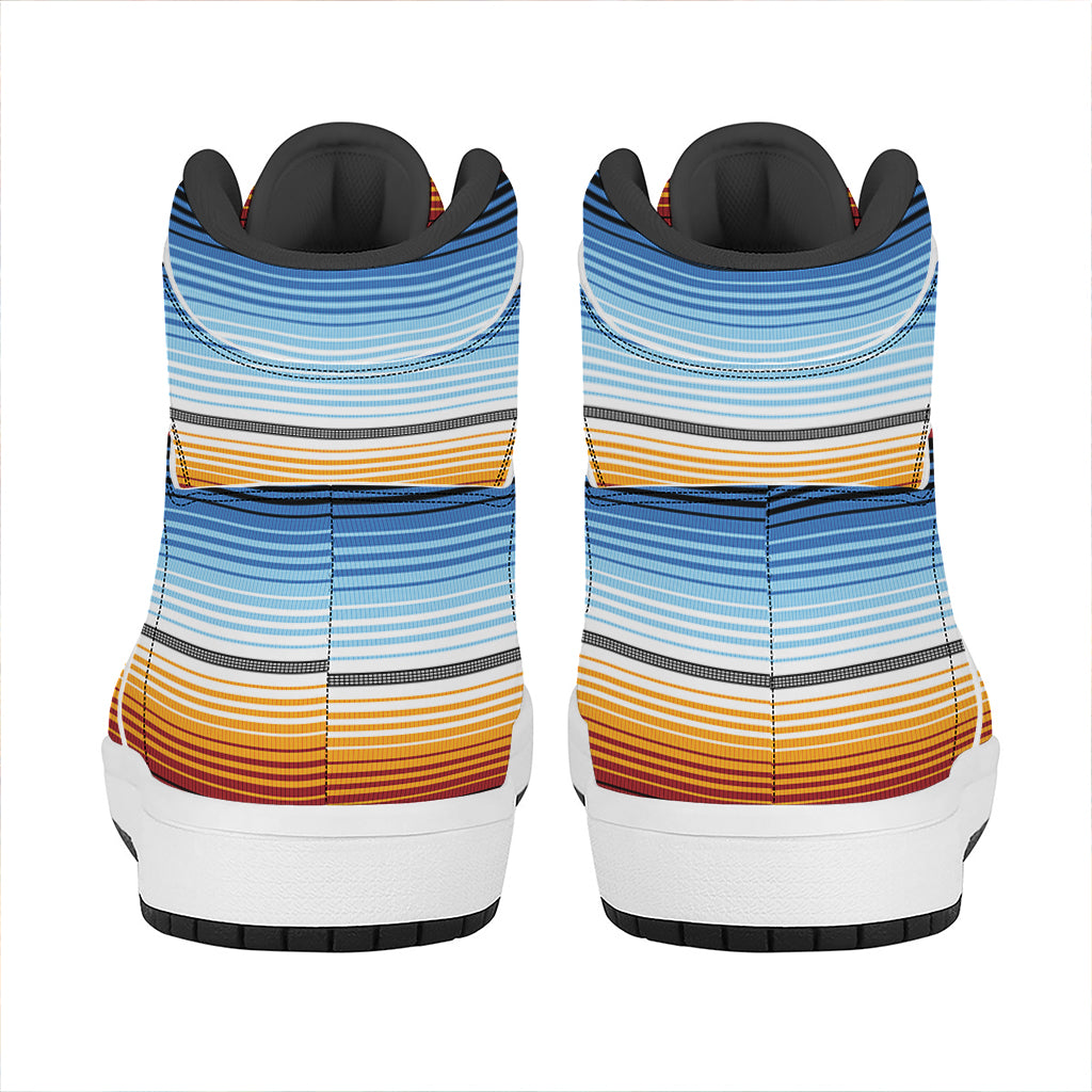 Tribal Serape Blanket Pattern Print High Top Leather Sneakers