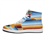 Tribal Serape Blanket Pattern Print High Top Leather Sneakers