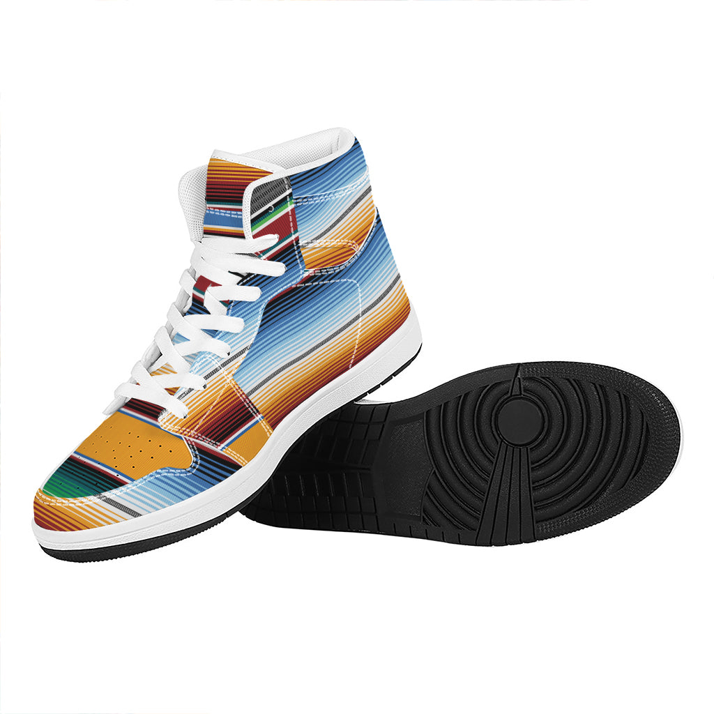 Tribal Serape Blanket Pattern Print High Top Leather Sneakers