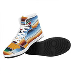 Tribal Serape Blanket Pattern Print High Top Leather Sneakers